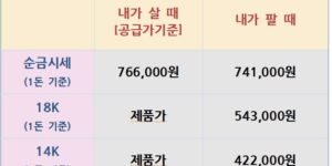 오늘의 금은시세표