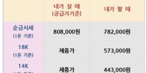 오늘의금은시세표