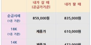 오늘의금은시세표
