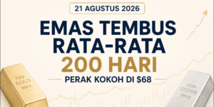 Emas menembus rata-rata 200 hari dan perak bertahan kuat di level $68, analisis harga emas dan perak tanggal 21 Agustus 2026.