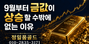 9월부터 금값이 상승할 수밖에 없는 이유를 상승 차트와 골드바로 표현한 정일품골드 이미지